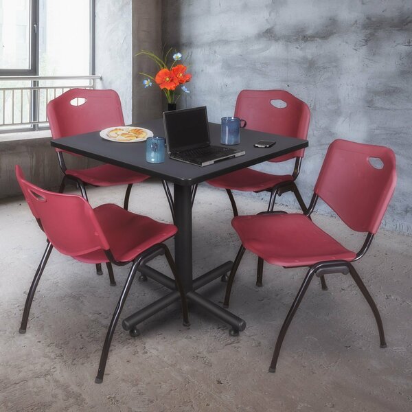 Kobe Square Tables > Breakroom Tables > Kobe Square Table & Chair Sets, 36 W, 36 L, 29 H, Grey TKB3636GY47BY